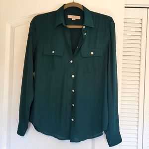 LOFT Hunter Green Utility Blouse